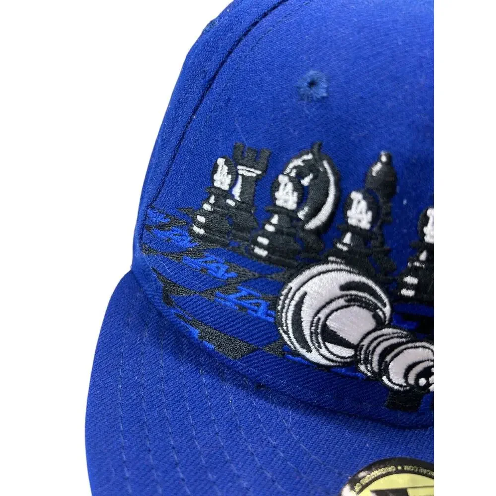 Los Angeles Dodgers Chess New Era 59Fifty Baseball Hat Size‎ 7-1/4 MLB Fitted